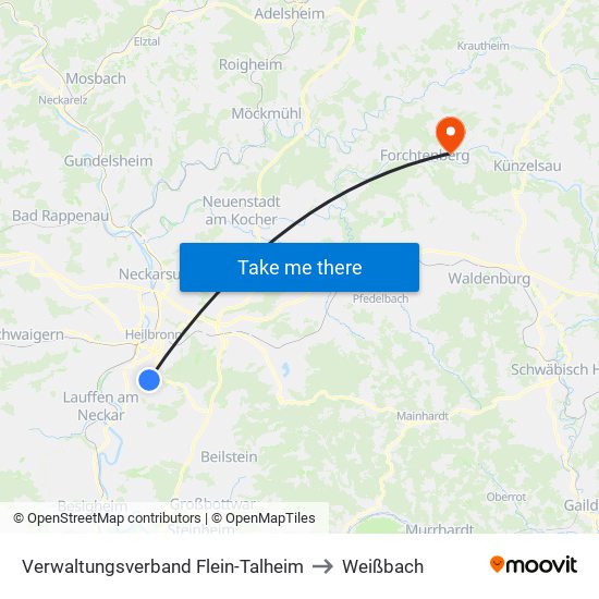 Verwaltungsverband Flein-Talheim to Weißbach map