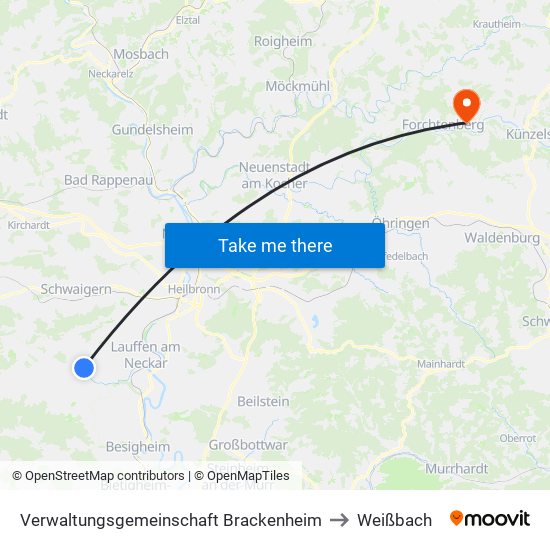 Verwaltungsgemeinschaft Brackenheim to Weißbach map