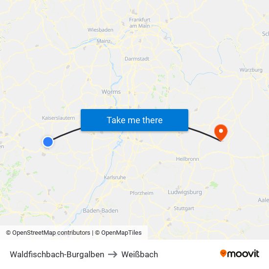 Waldfischbach-Burgalben to Weißbach map