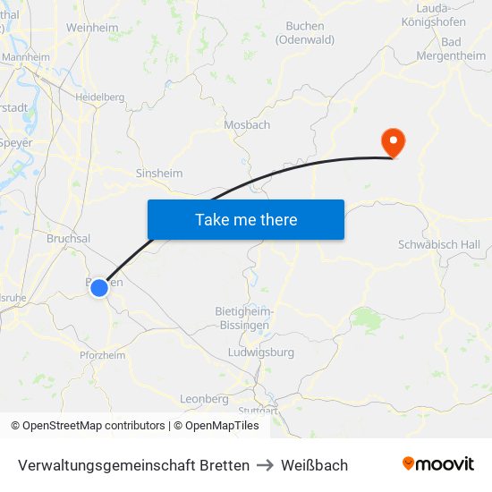 Verwaltungsgemeinschaft Bretten to Weißbach map