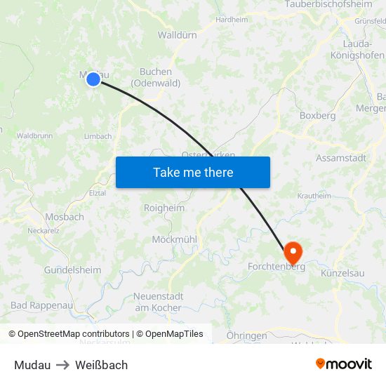 Mudau to Weißbach map