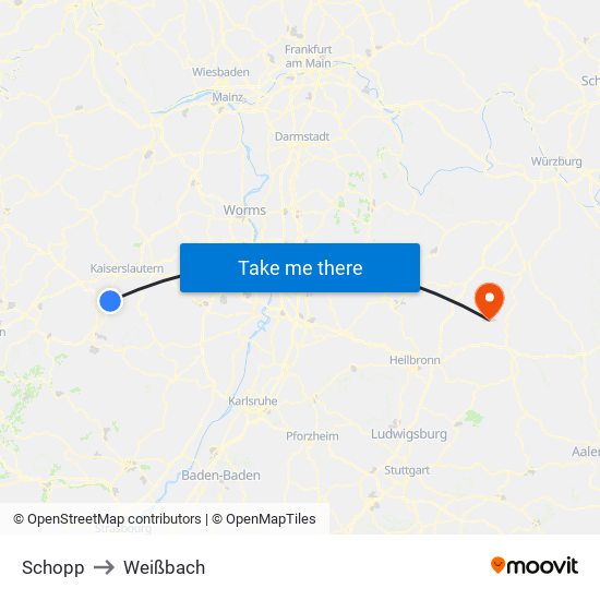 Schopp to Weißbach map