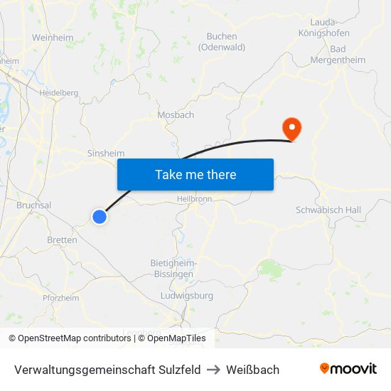 Verwaltungsgemeinschaft Sulzfeld to Weißbach map