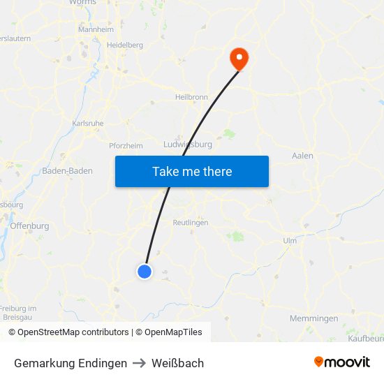 Gemarkung Endingen to Weißbach map