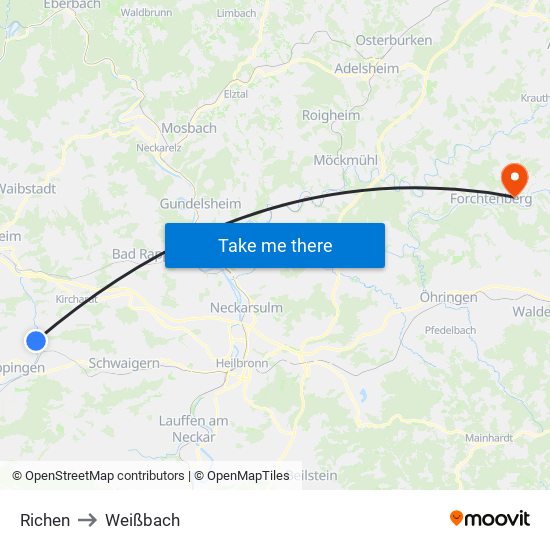 Richen to Weißbach map