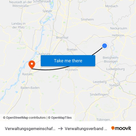 Verwaltungsgemeinschaft Brackenheim to Verwaltungsverband Durmersheim map