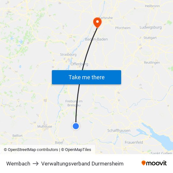 Wembach to Verwaltungsverband Durmersheim map