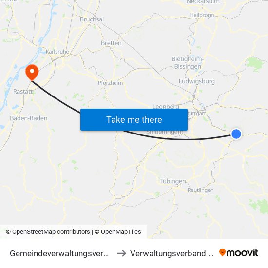 Gemeindeverwaltungsverband Plochingen to Verwaltungsverband Durmersheim map