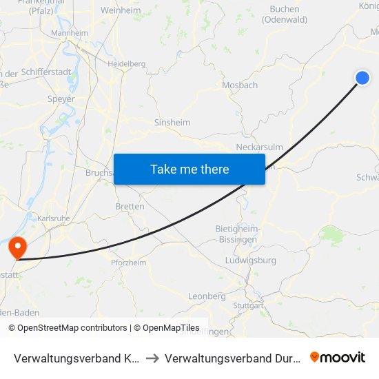 Verwaltungsverband Krautheim to Verwaltungsverband Durmersheim map