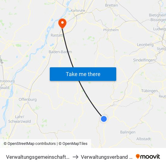 Verwaltungsgemeinschaft Sulz am Neckar to Verwaltungsverband Durmersheim map