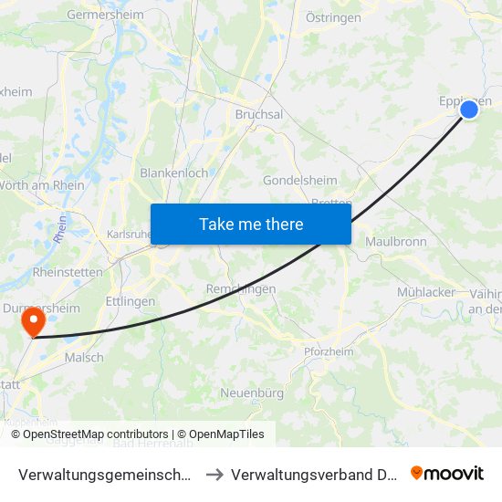 Verwaltungsgemeinschaft Eppingen to Verwaltungsverband Durmersheim map