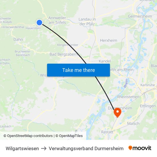 Wilgartswiesen to Verwaltungsverband Durmersheim map