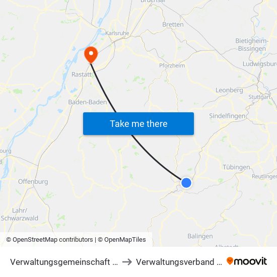 Verwaltungsgemeinschaft Horb am Neckar to Verwaltungsverband Durmersheim map