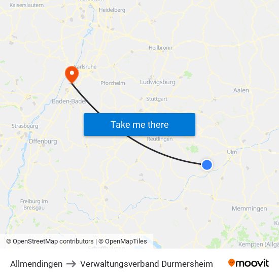 Allmendingen to Verwaltungsverband Durmersheim map