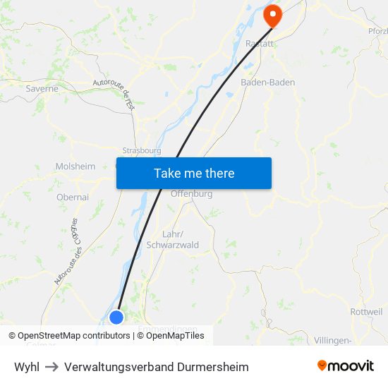 Wyhl to Verwaltungsverband Durmersheim map