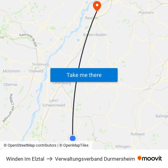 Winden Im Elztal to Verwaltungsverband Durmersheim map