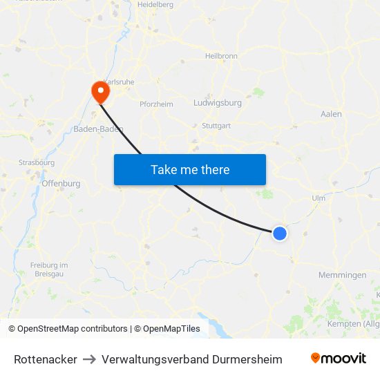 Rottenacker to Verwaltungsverband Durmersheim map