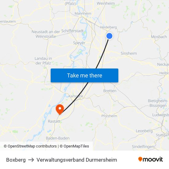 Boxberg to Verwaltungsverband Durmersheim map