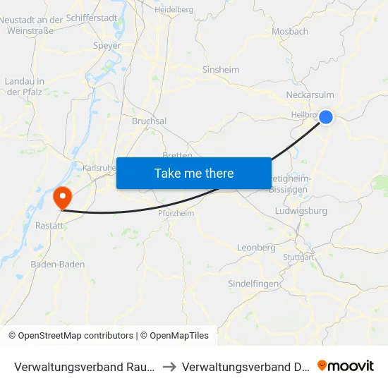Verwaltungsverband Raum Weinsberg to Verwaltungsverband Durmersheim map