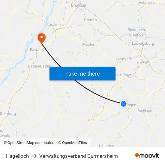 Hagelloch to Verwaltungsverband Durmersheim map