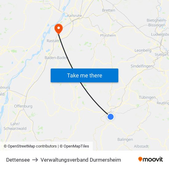 Dettensee to Verwaltungsverband Durmersheim map