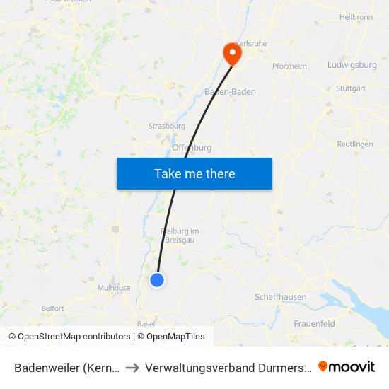 Badenweiler (Kernort) to Verwaltungsverband Durmersheim map