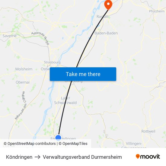 Köndringen to Verwaltungsverband Durmersheim map