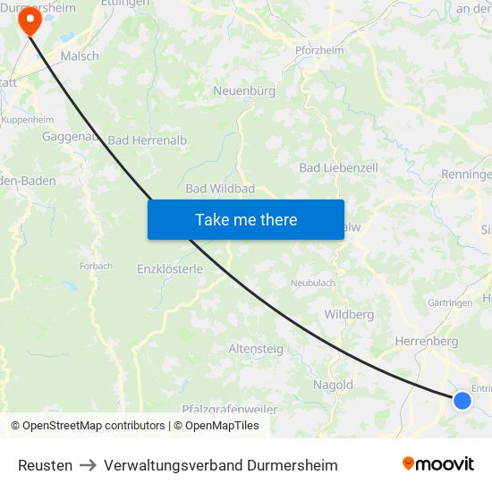 Reusten to Verwaltungsverband Durmersheim map