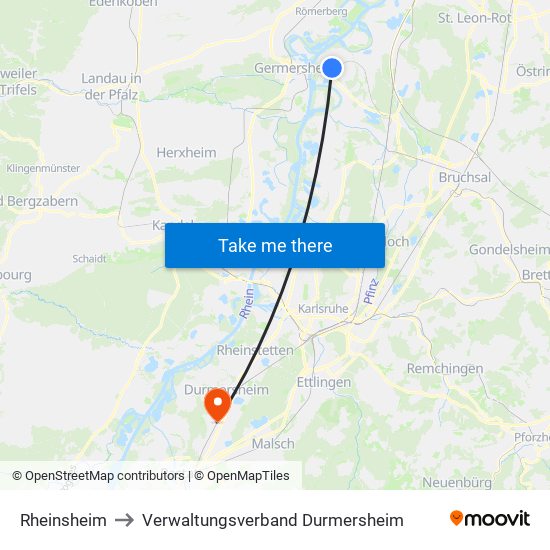 Rheinsheim to Verwaltungsverband Durmersheim map