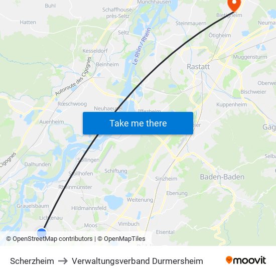 Scherzheim to Verwaltungsverband Durmersheim map