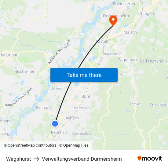 Wagshurst to Verwaltungsverband Durmersheim map