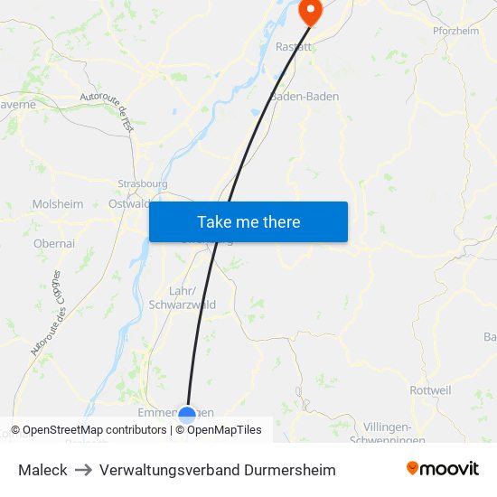 Maleck to Verwaltungsverband Durmersheim map