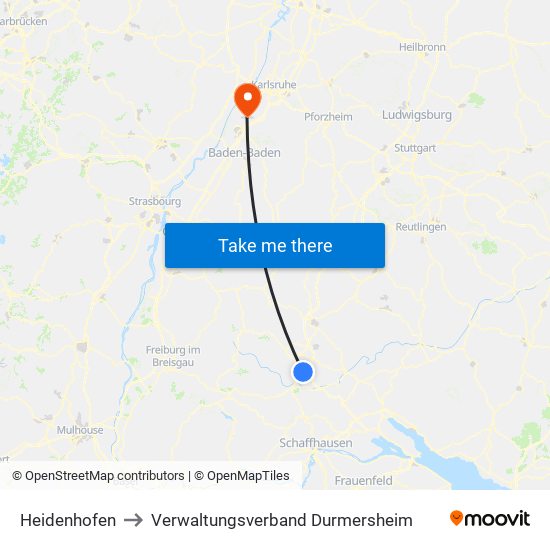 Heidenhofen to Verwaltungsverband Durmersheim map