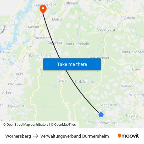 Wörnersberg to Verwaltungsverband Durmersheim map