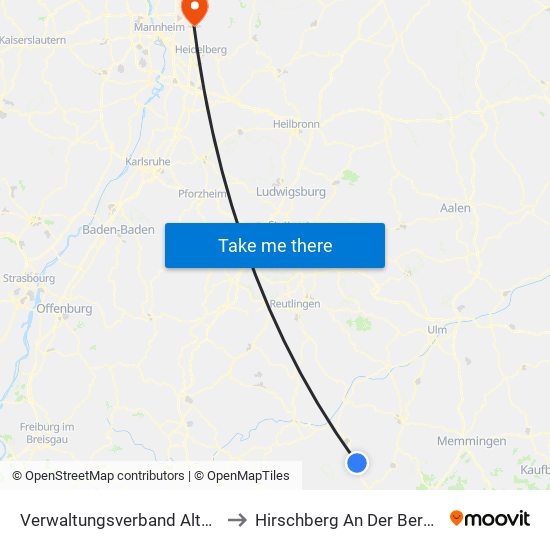 Verwaltungsverband Altshausen to Hirschberg An Der Bergstraße map