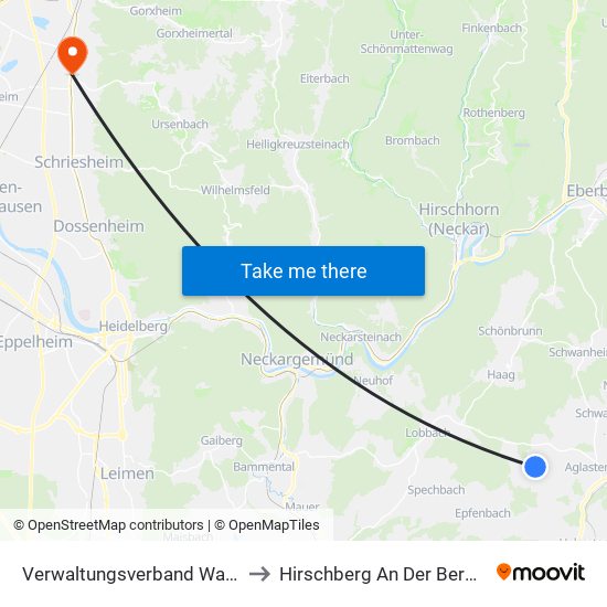 Verwaltungsverband Waibstadt to Hirschberg An Der Bergstraße map