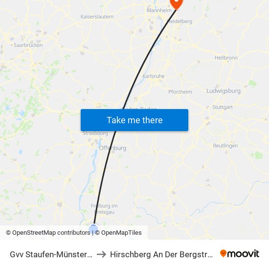 Gvv Staufen-Münstertal to Hirschberg An Der Bergstraße map