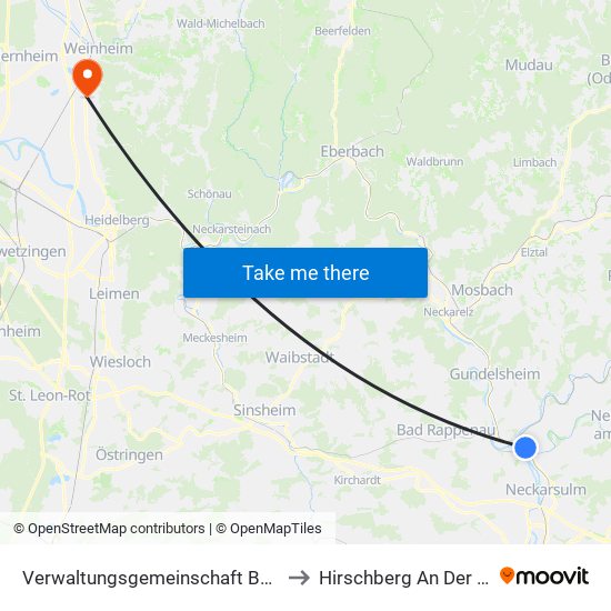 Verwaltungsgemeinschaft Bad Friedrichshall to Hirschberg An Der Bergstraße map