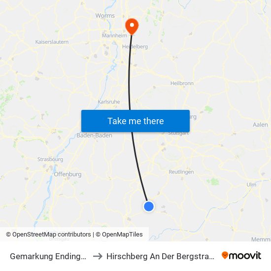 Gemarkung Endingen to Hirschberg An Der Bergstraße map