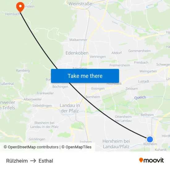 Rülzheim to Esthal map