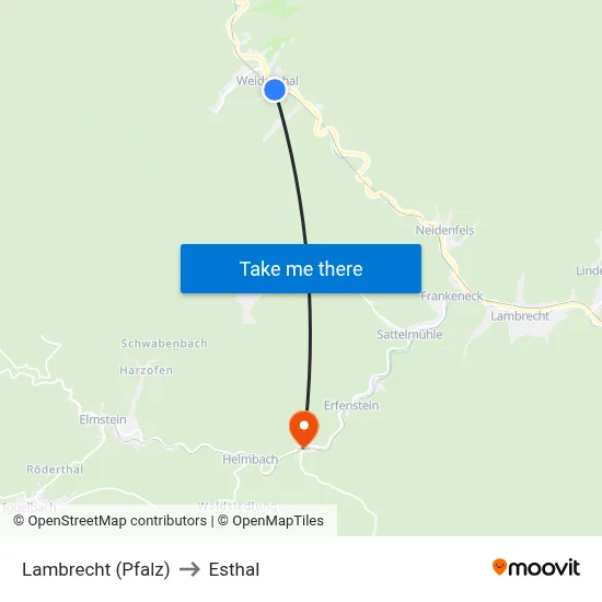 Lambrecht (Pfalz) to Esthal map