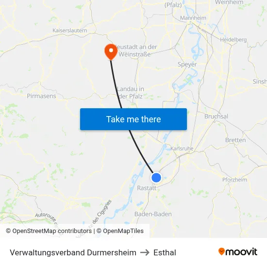 Verwaltungsverband Durmersheim to Esthal map