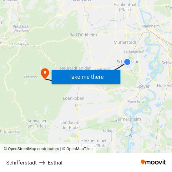Schifferstadt to Esthal map