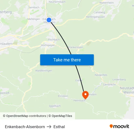Enkenbach-Alsenborn to Esthal map