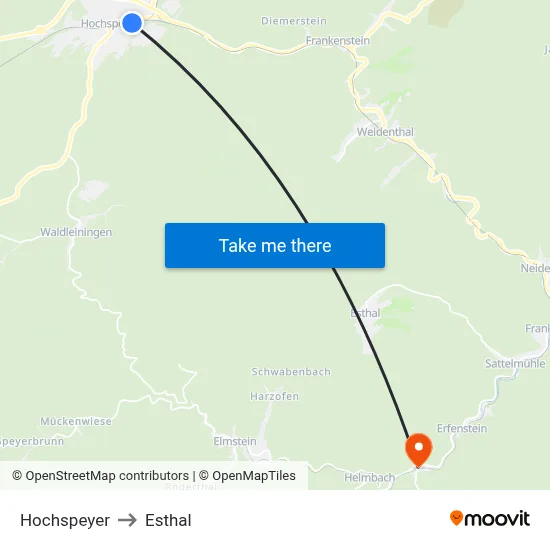 Hochspeyer to Esthal map