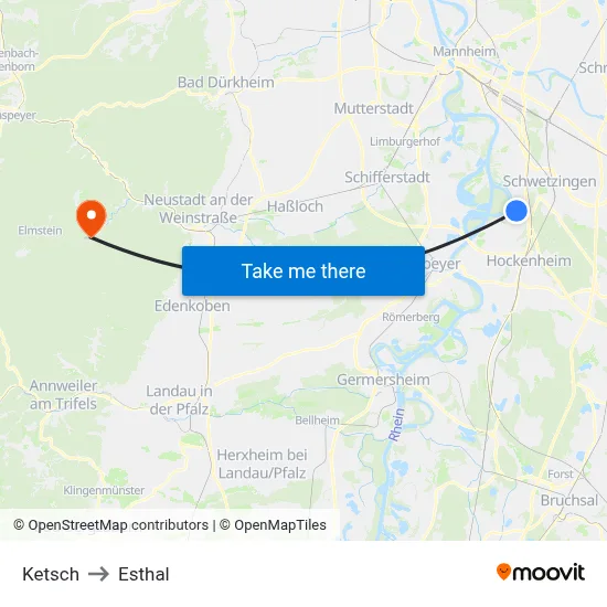 Ketsch to Esthal map