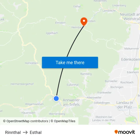 Rinnthal to Esthal map