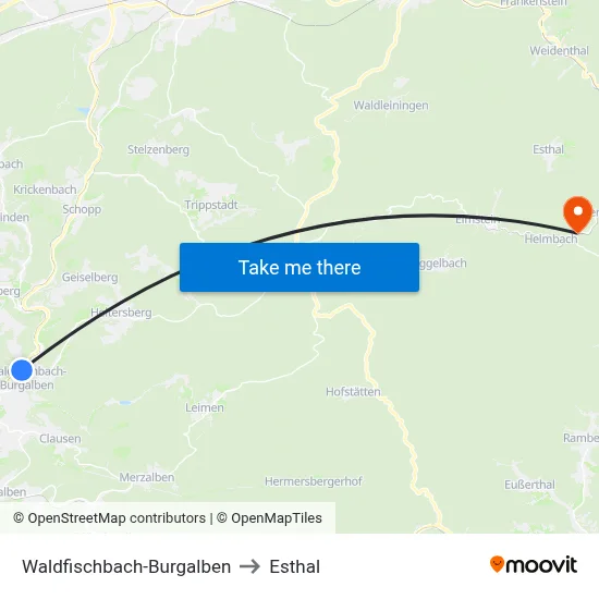 Waldfischbach-Burgalben to Esthal map