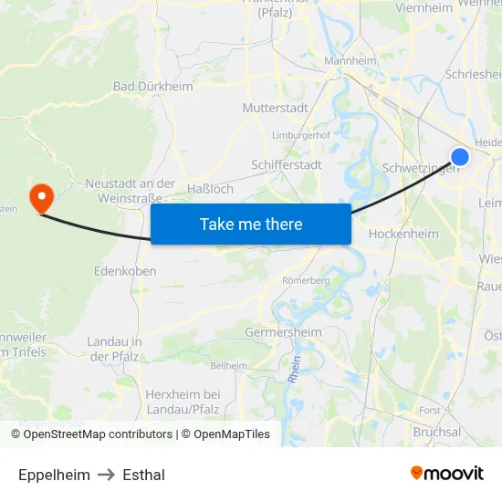 Eppelheim to Esthal map