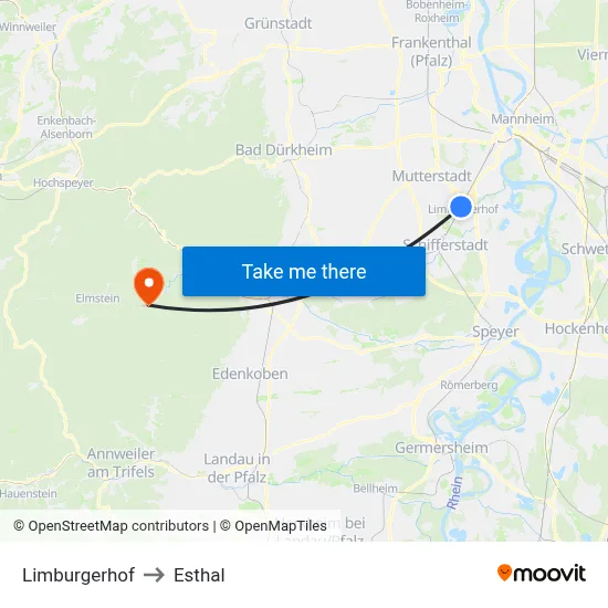 Limburgerhof to Esthal map